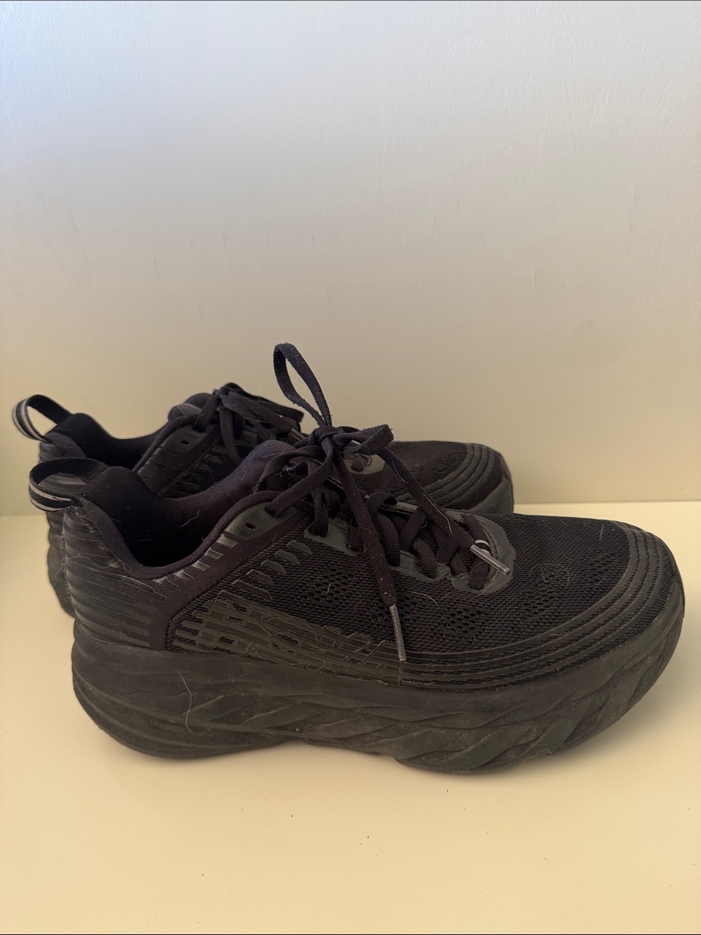 Hoka One One Black Women's Chunky Lace-Up Athletic Sneakers - Picture 2 of 9